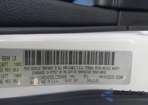 2020 Dodge Durango Gt Plus Rwd из США, поврежденный, VIN 1C4RDHDG5LC259426